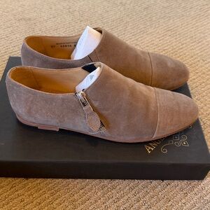 The Office of Angela Scott - Taupe Suede Mr. holly zip flat